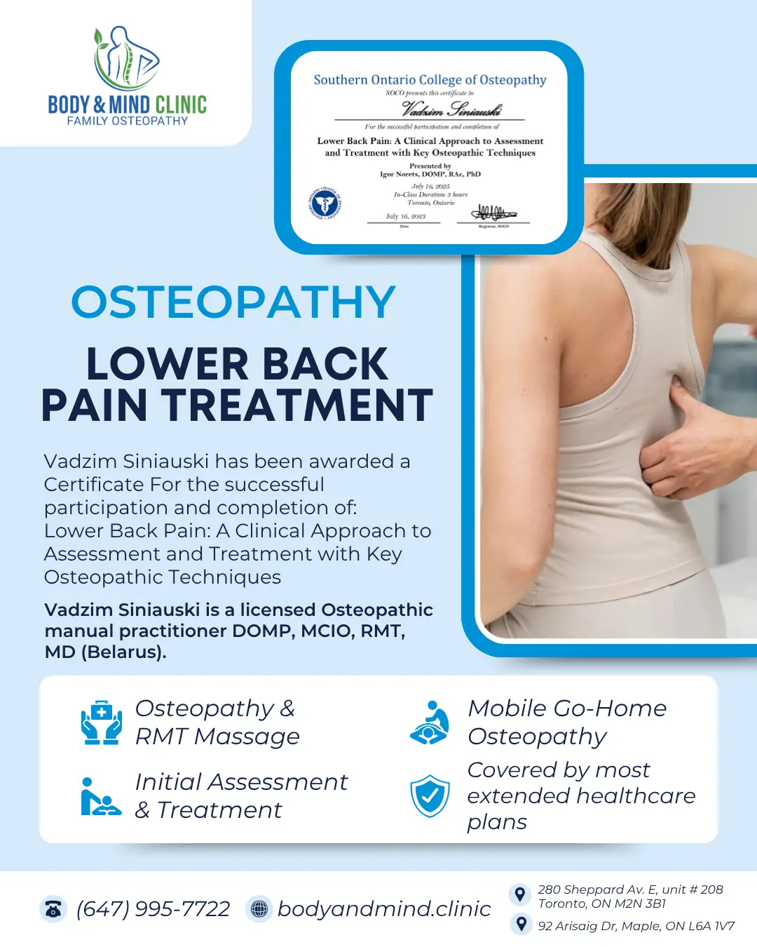 Body & Mind Clinic Vadzim Siniauski Osteopathy Lower Back Pain Treatment lower back pain osteopathy